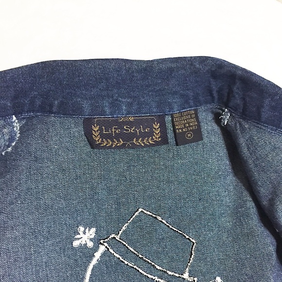 ☃️❄️Rare Winter Snowman Denim Blue Jean Jacket❄️☃️ - Picture 8 of 11